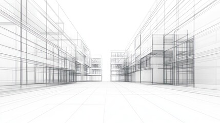Aufkleber - Architectural sketch of a modern city street
