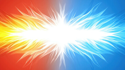 Poster - Abstract Burst of Colorful Flames in Red Orange Blue Shades on a Bright White Background