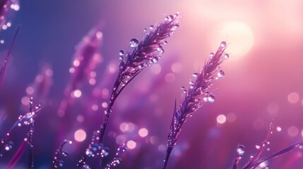 Poster - Delicate grass with morning dew drops