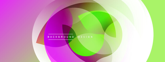 Poster - Abstract colorful layers create dynamic visual effect. Gradient transitions blend purple, green, white hues. Modern design element.