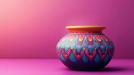 Poster - colorful artisanal vase with intricate patterns and gradient background for home decor and craft pro