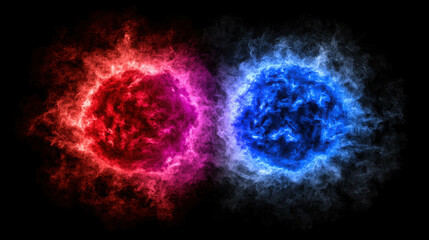 Poster - Dynamic Colorful Abstract Swirls of Red and Blue Smoke on Black Background for Visual Impact