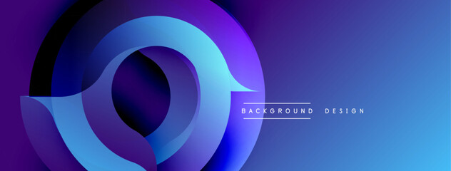 Poster - Abstract blue purple layers create dynamic circular design. Modern gradient background suitable for presentations, banners.