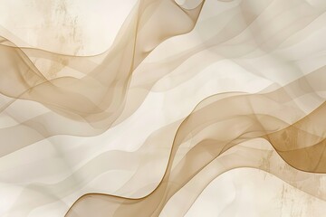Poster - Abstract flowing waves in shades of tan and white creating a calming movement