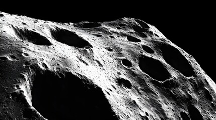 Wall Mural - asteroid with craters: a close-up of a large asteroid covered in deep craters, drifting silently thr