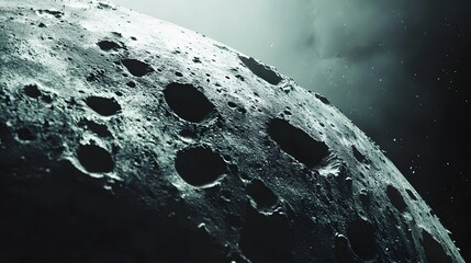 Wall Mural - asteroid with craters: a close-up of a large asteroid covered in deep craters, drifting silently thr