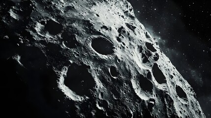 Wall Mural - asteroid with craters: a close-up of a large asteroid covered in deep craters, drifting silently thr