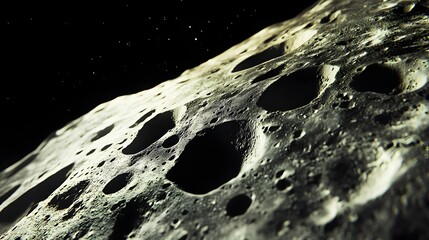 Wall Mural - asteroid with craters: a close-up of a large asteroid covered in deep craters, drifting silently thr