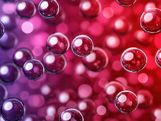 Aufkleber - Colorful Abstract Composition with Floating Bubbles and Soft Blurred Background in Red and Purple