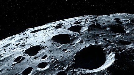 Wall Mural - asteroid with craters: a close-up of a large asteroid covered in deep craters, drifting silently thr