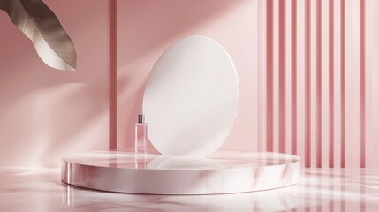 Aufkleber - Minimalist pink display podium with empty circle