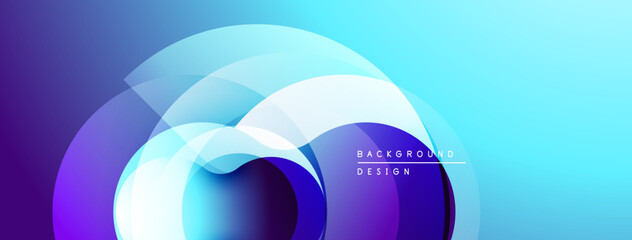Fototapete - Abstract blue gradient layers create dynamic circular shapes. Modern design element for backgrounds, presentations.