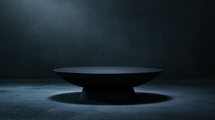 Poster - Minimalist Dark Bowl on Black Surface with Dramatic Lighting and Textured Background