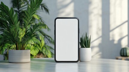 Aufkleber - Modern smartphone mockup with plants