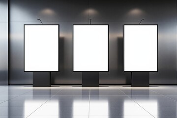 Aufkleber - Blank advertising billboards with bright lighting in a modern interior.