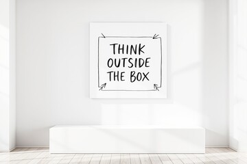 Poster - Minimalist interior with motivational quote on canvas.