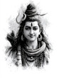 © Sung Hwan Kim - a black and white pencil drawing depicts the hindu deity shiva in an upper body portrait. the drawing utilizes delicate shading to create a sense of depth. shiva's long