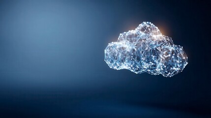 abstract glowing cloud network on dark blue gradient, symbolizing futuristic connectivity and minima