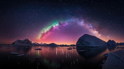 colorful aurora night sky over mountains