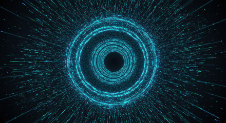 abstract teal rings tunnel graphic