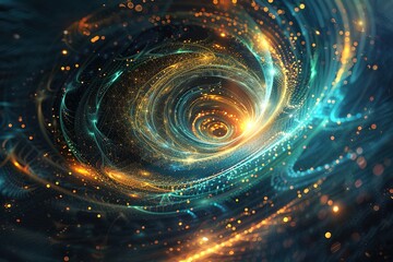 Poster - Swirling vortex of light and color an abstract design evoking energy and movement