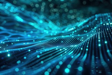Poster - Abstract glowing blue waves flowing elegantly resembling digital data transmission