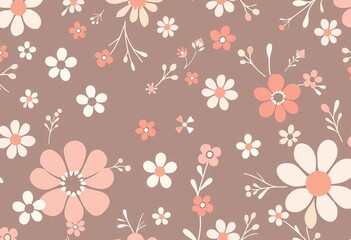 Wall Mural - Simple, whimsical two-tone floral pattern Perfect for nursery, Scandi decor, or fabric prints, surface, botanical