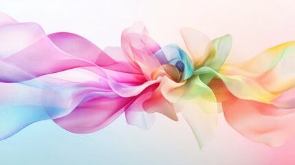 Poster - Smooth white abstract ribbons crossing soft color transitions, evoking calm and elegance