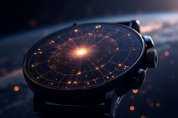 Wall Mural - Exploring cosmic timepieces outer space watch photography dark environment close-up astronomy