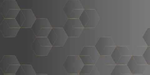 Poster - abstract technology background with hexagons. modern geometric hexagon shape poster, wallpaper, land