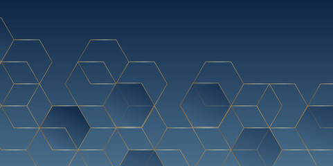 Poster - abstract technology background with hexagons. modern geometric hexagon shape poster, wallpaper, land
