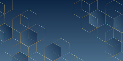 Poster - abstract technology background with hexagons. modern geometric hexagon shape poster, wallpaper, land