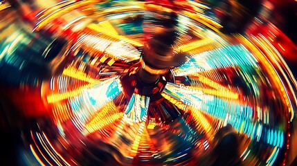Aufkleber - Dynamic motion blur showcases a vibrant and colorful carnival ride