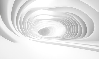Poster - abstract white tunnel with smooth curves and layers creating a sense of depth