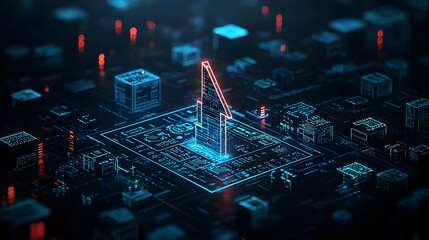 Poster - Abstract Glowing Arrow On Digital Circuit Technology Design