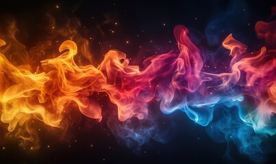 Poster - colorful abstract smoke wave with vibrant orange, pink, and blue hues