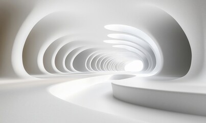 Poster - Futuristic abstract tunnel design with smooth curves and bright light