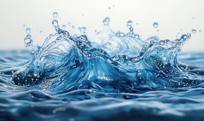 Poster - Dynamic water splash with droplets creating mesmerizing wave patterns