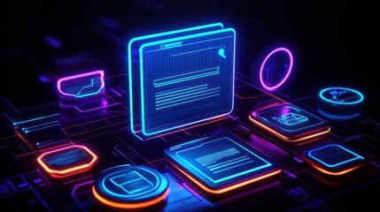 Poster - glowing neon interface elements