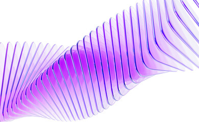 Poster - Abstract 3d background with glass spiral swirl effect of rows square plates. Holographic gradient light curve wave line pattern. Futuristic architecture design, render tech banner