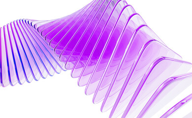 Poster - Abstract 3d background with glass spiral swirl effect of row square plates. Holographic gradient light curve wave line pattern. Futuristic architecture design, render tech banner