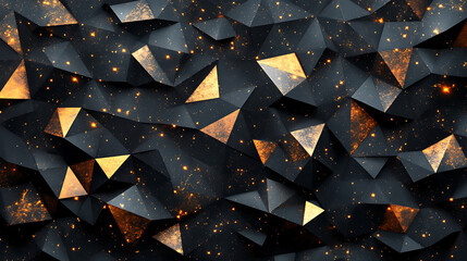 Poster - Abstract geometric background with dark triangles and golden accents for modern elegant designs and presentations
