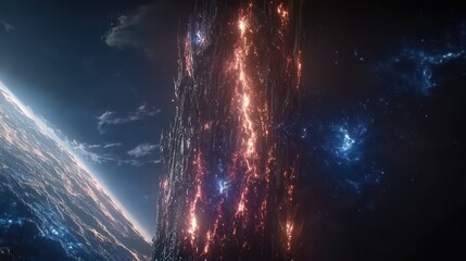 Wall Mural - Spectacular cosmic panorama with distant galaxies and nebulae illuminating the infinite space a majestic celestial vista