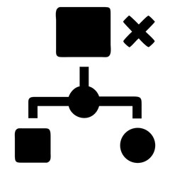 Aufkleber - Hierarchy chart diagram with square circle and x mark for business process and management workflow design isolated on transparent background