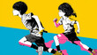 © 963k - 元気いっぱいに走る小学生の男女イラスト｜運動会・体育・スポーツイベント・学校生活の挿絵に最適｜教材・学級通信・学校だよりに使えるかわいい子どもたちの素材
