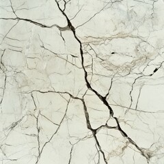 Poster - Close Up of Cracked Off White Surface with Grey Fissures