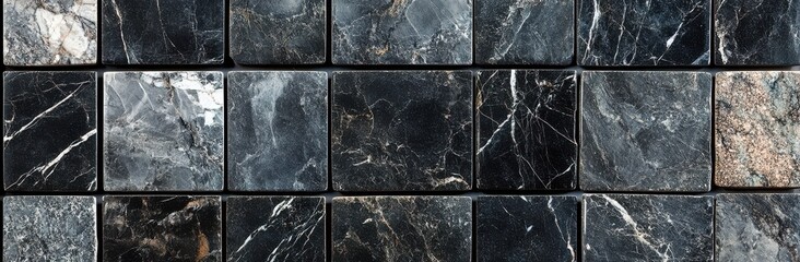 Poster - Dark Gray Square Mosaic Tile Texture Background