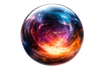 Wall Mural - glass orb reflecting nebula formation, cosmic glow, cut out transparent