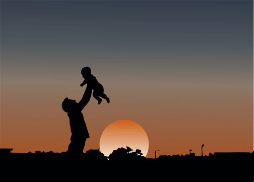 Happy Father’s Day template — heartfelt design showing father and child wrapped in a warm hug.