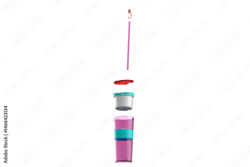 Exploded View Breakdown of a 2-in-1 Travel Snack and Drink Cup with ...